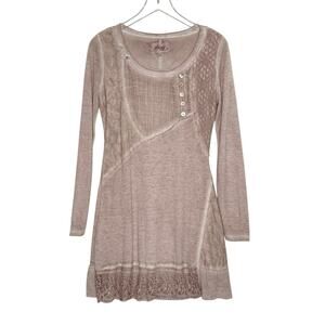 FOR HER Paris Lightweight Dress Tunic M Gypsy Boho Lagenlook Whimsy Buttons